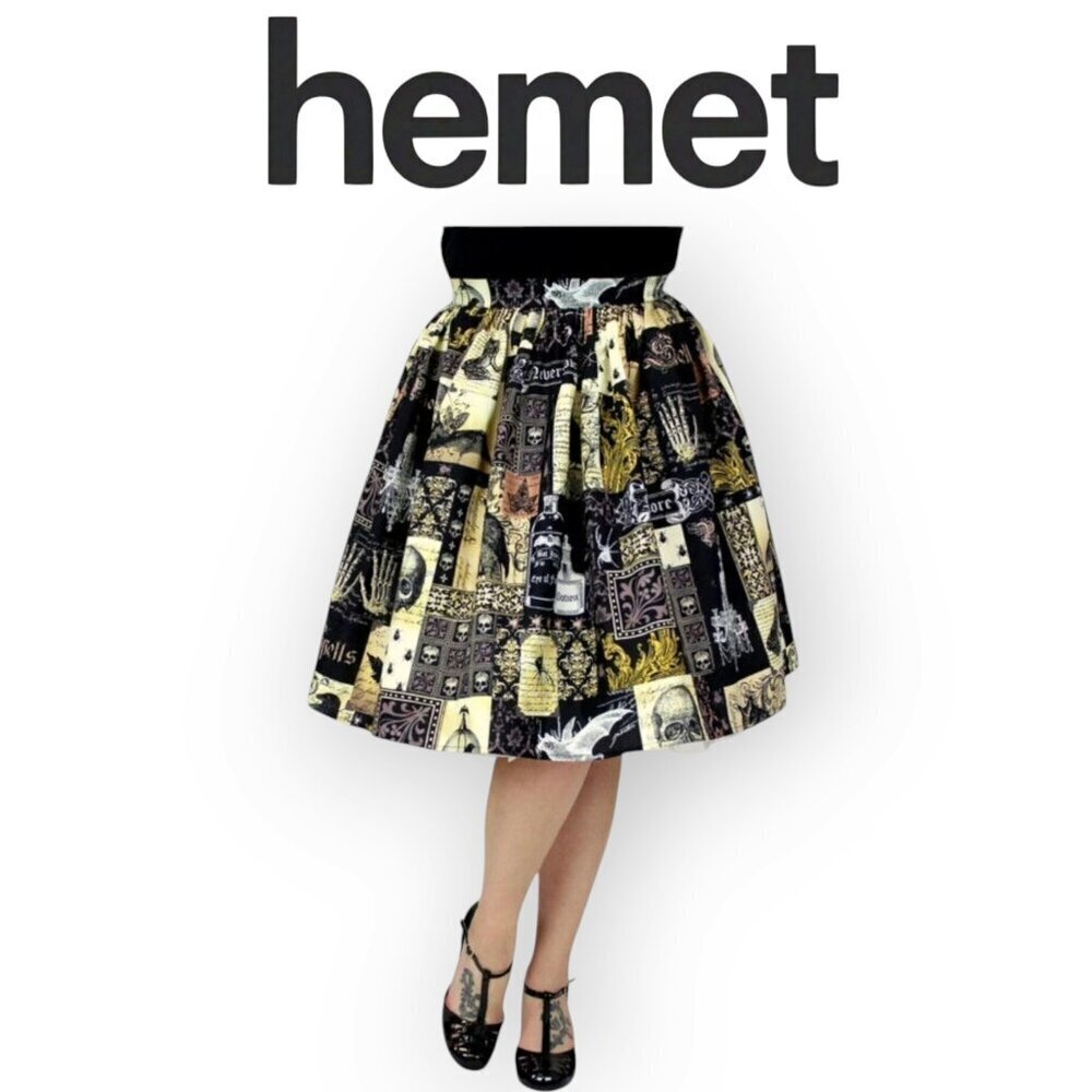 Edgar Allan Poe Gothic Skirt XS Stretch Waist Hemet The Raven Dark Fashion 🖤